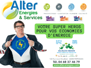 affiche campagne salon eco maison Climatisation et électricité sur Perpignan